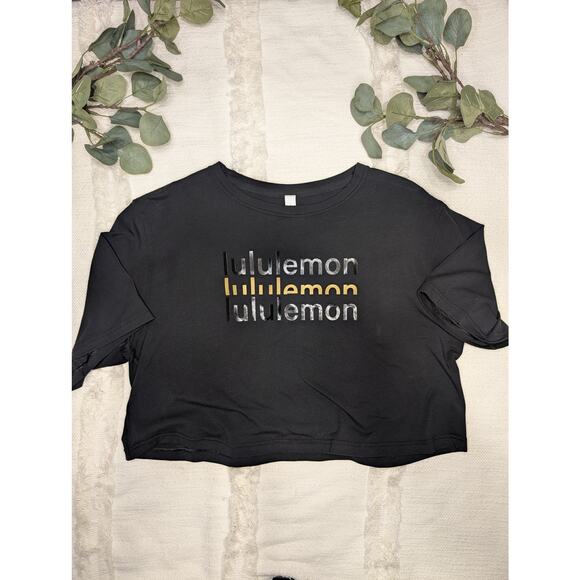 lululemon athletica Tops - Lululemon Crop Top in Black, White & Gold